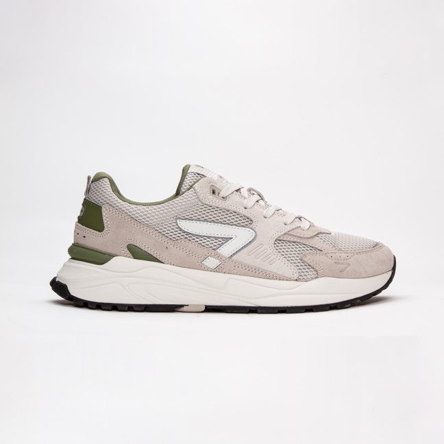 GRID Light Beige Off White Moss Green HUB Footwear